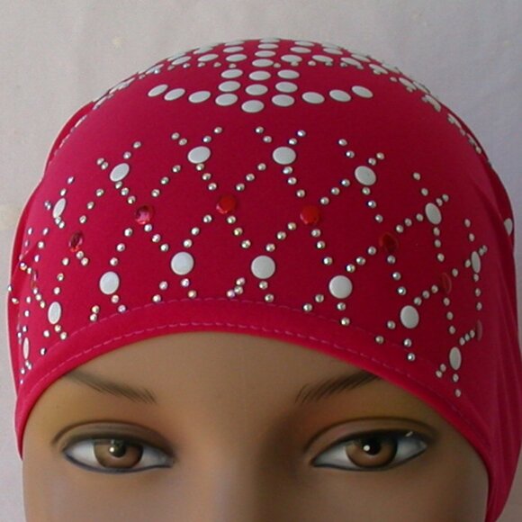 Pink Stud Fashion Cap Slip On Bonnet Hijab Undercap #2 - Picture 3 of 3